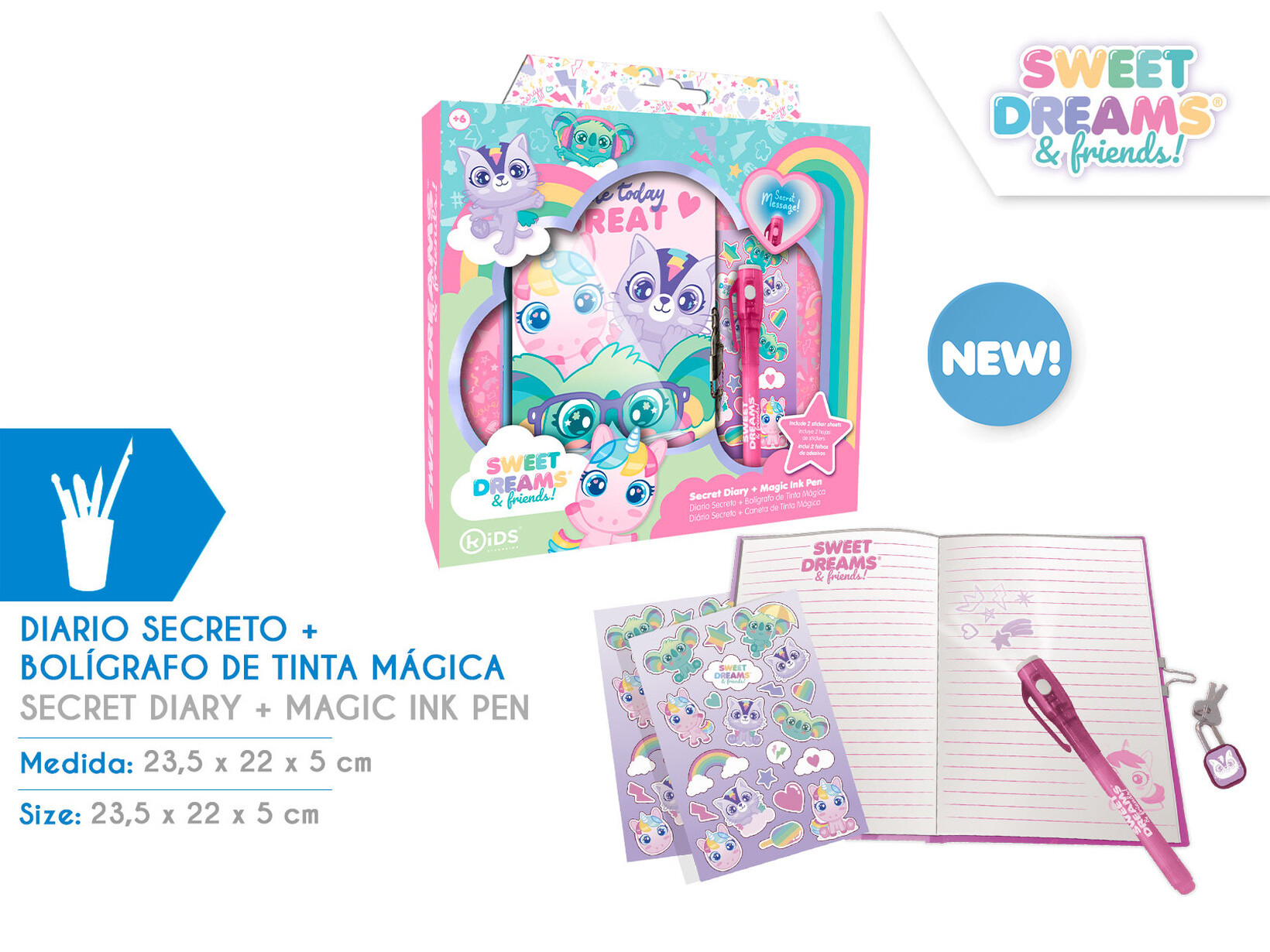 DIARIO SECRETO COM CANETA MAGICA SWEET DREAMS