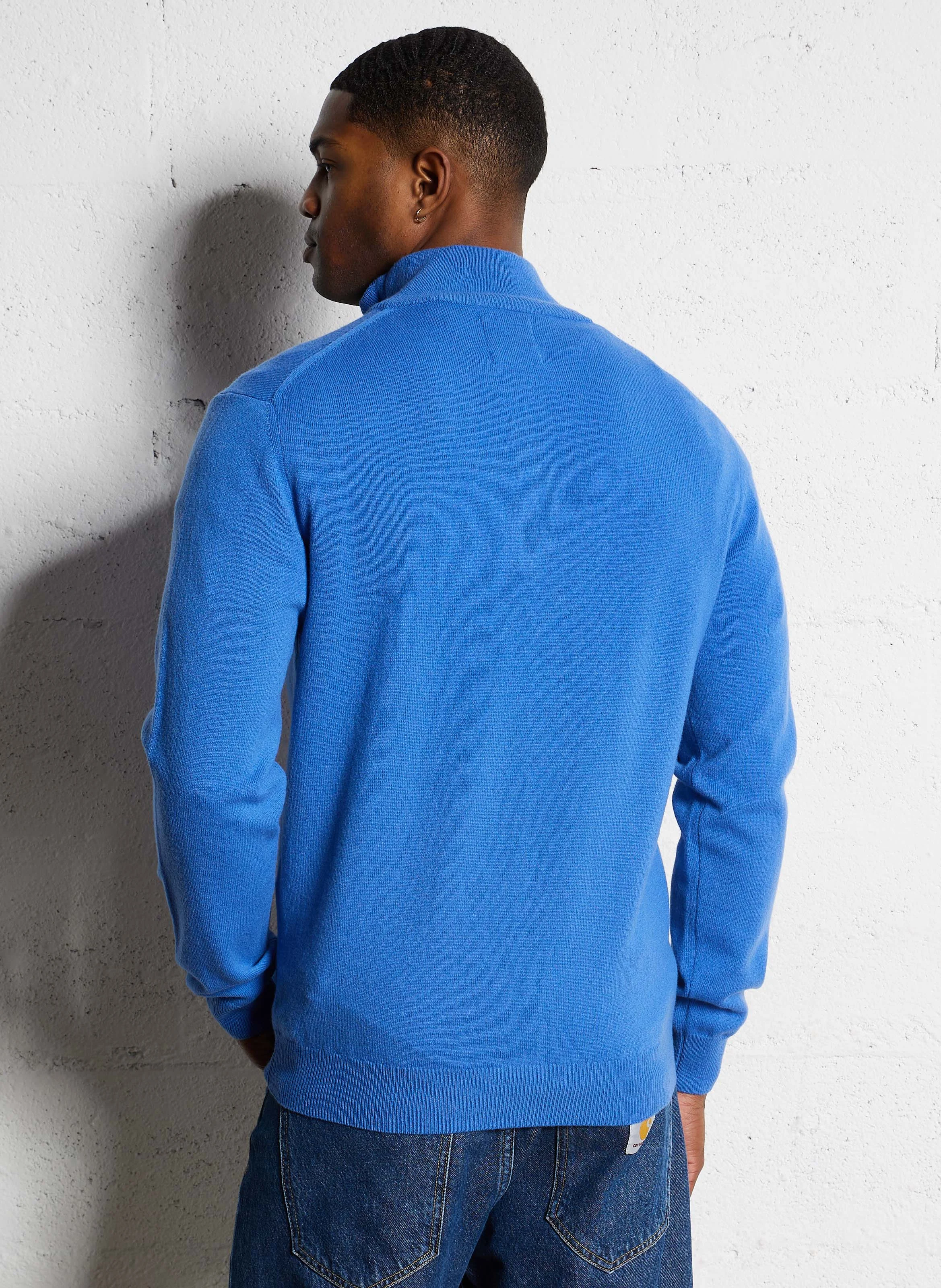 Pull col montant zippé en laine | Bleu