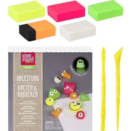 Knorr Prandell 212159107 Bastel-Set Kneten & Radieren „Crazy Neon“, 100 g
