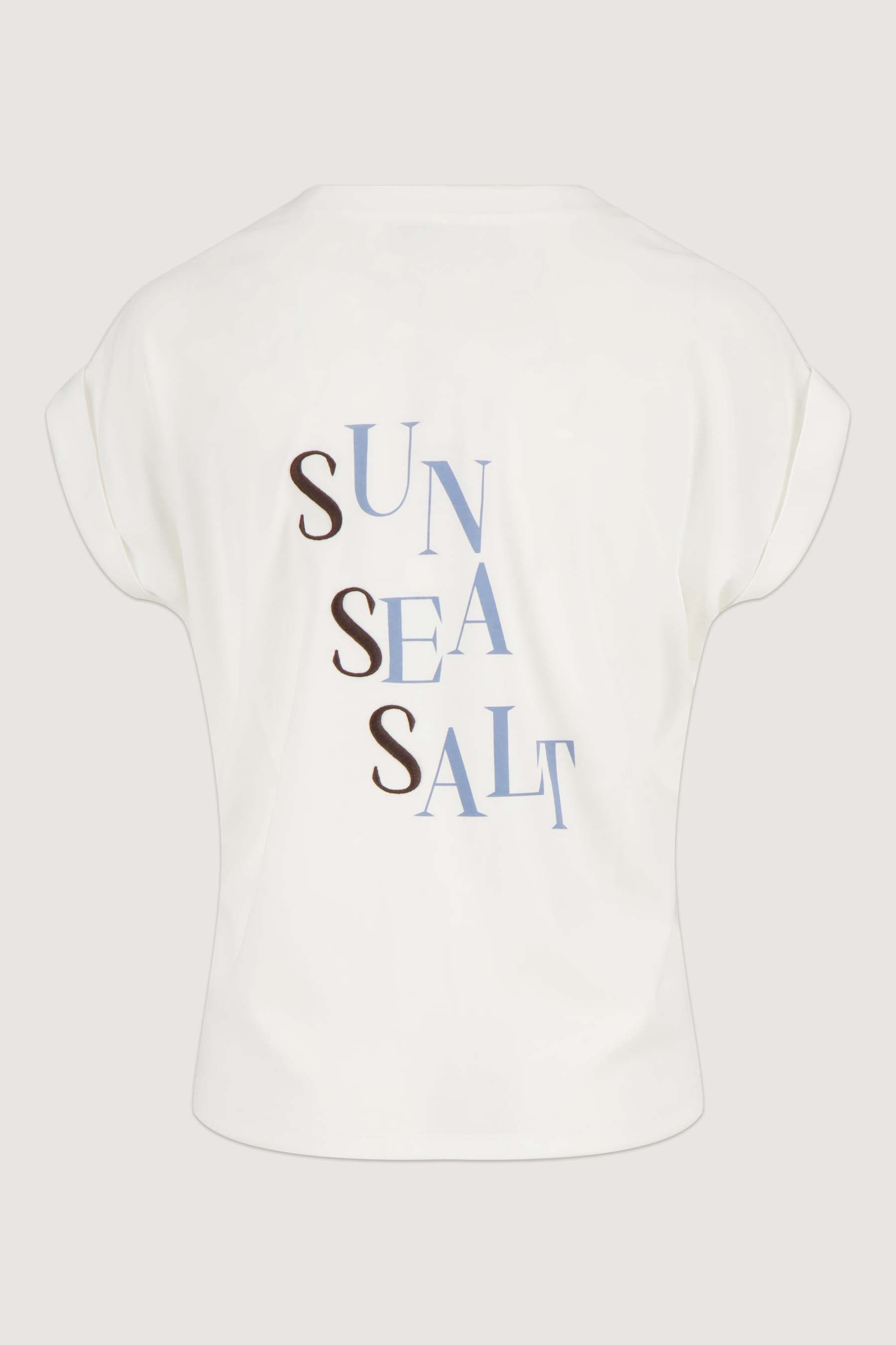 T-shirt met opgerolde mouw sun sea salt