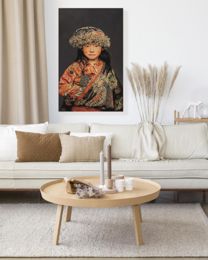 Geweven wandpaneel Tibetan Child 80 x 120 cm