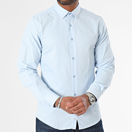 Lot De 2 Chemises Manches Longues 239 235 Blanc Bleu Clair