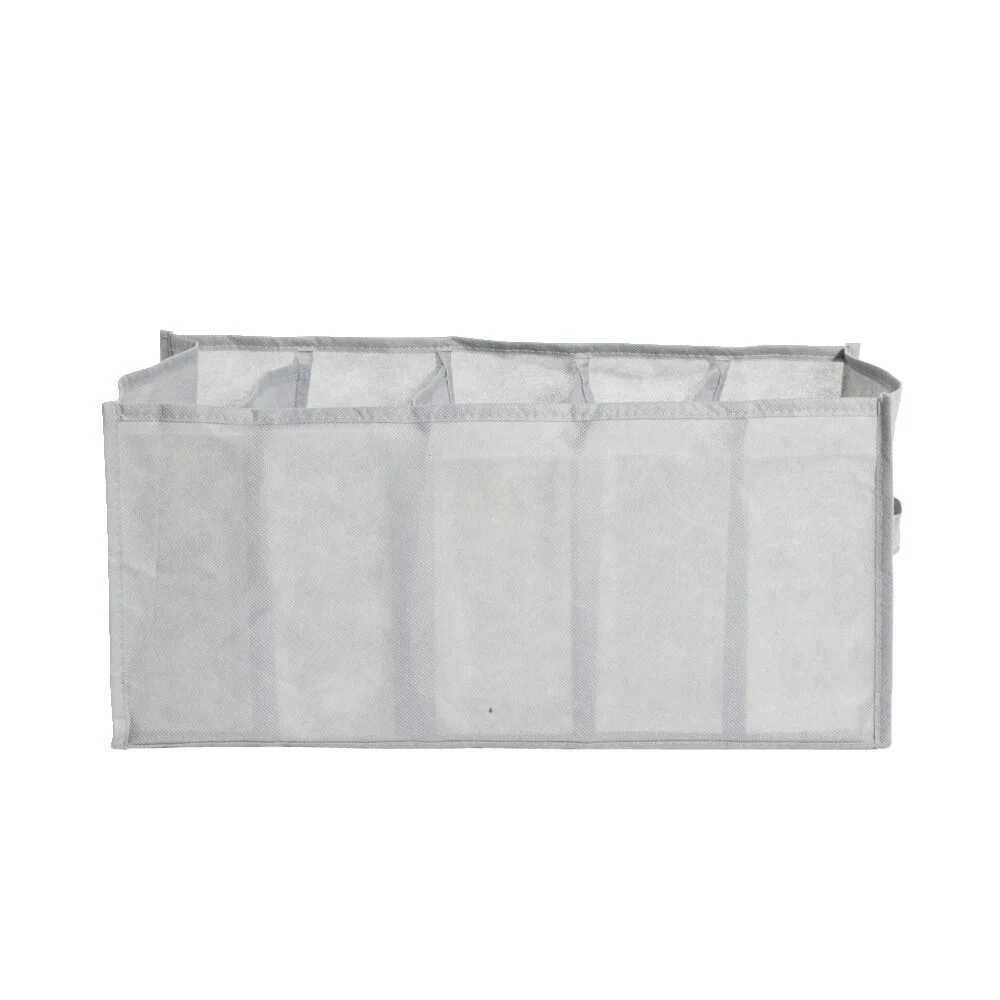 Panière de rangement dressing 5 compartiments gris 44x25xH20cm