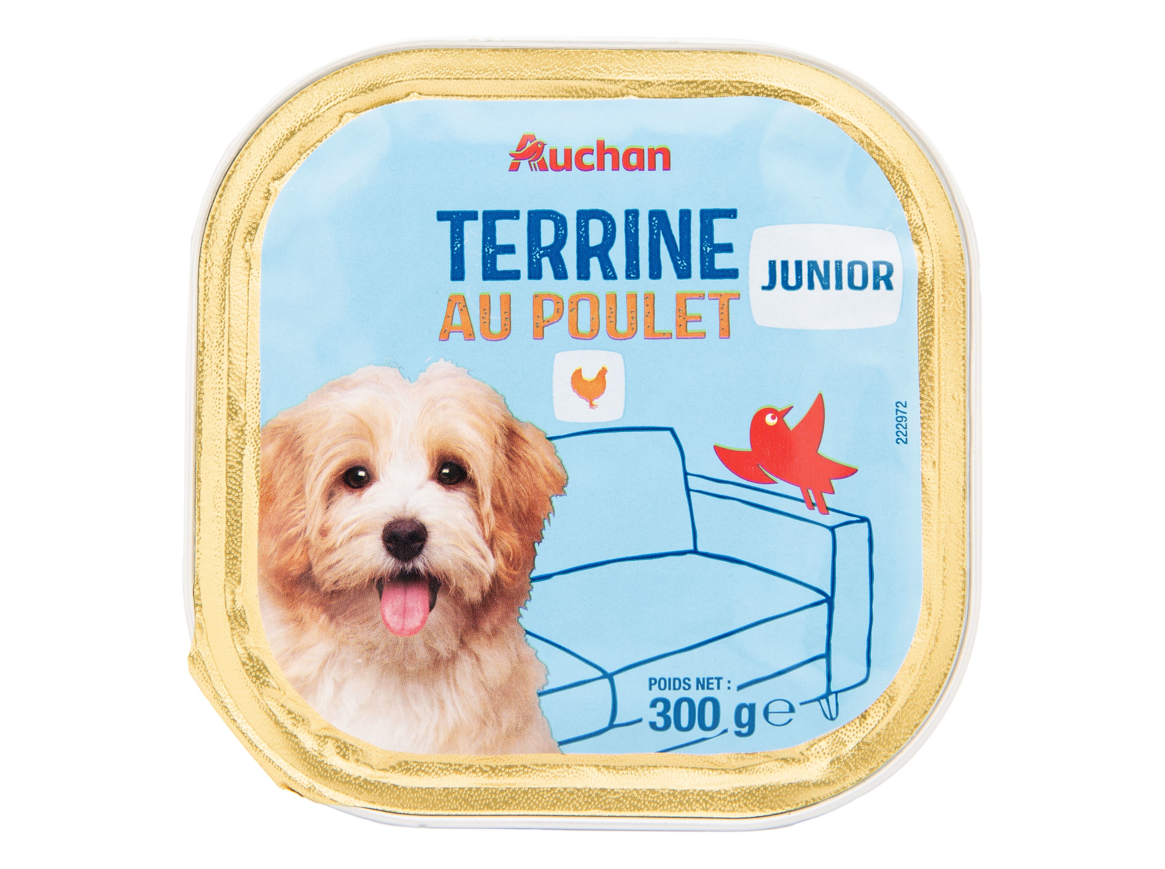 COMIDA HÚMIDA PARA CÃO AUCHAN JÚNIOR TERRINA COM FRANGO 300G