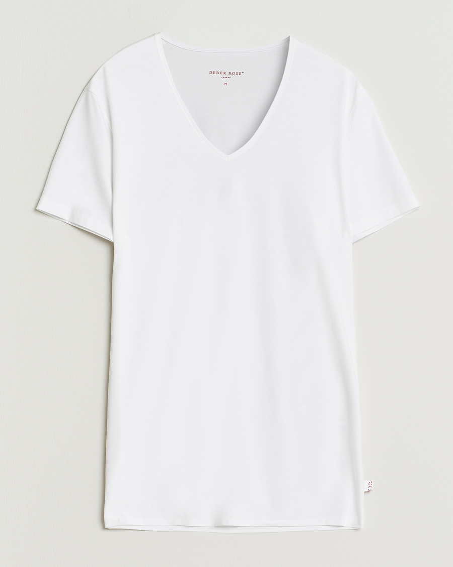 Derek Rose Pima Cotton V-Neck T-Shirt White