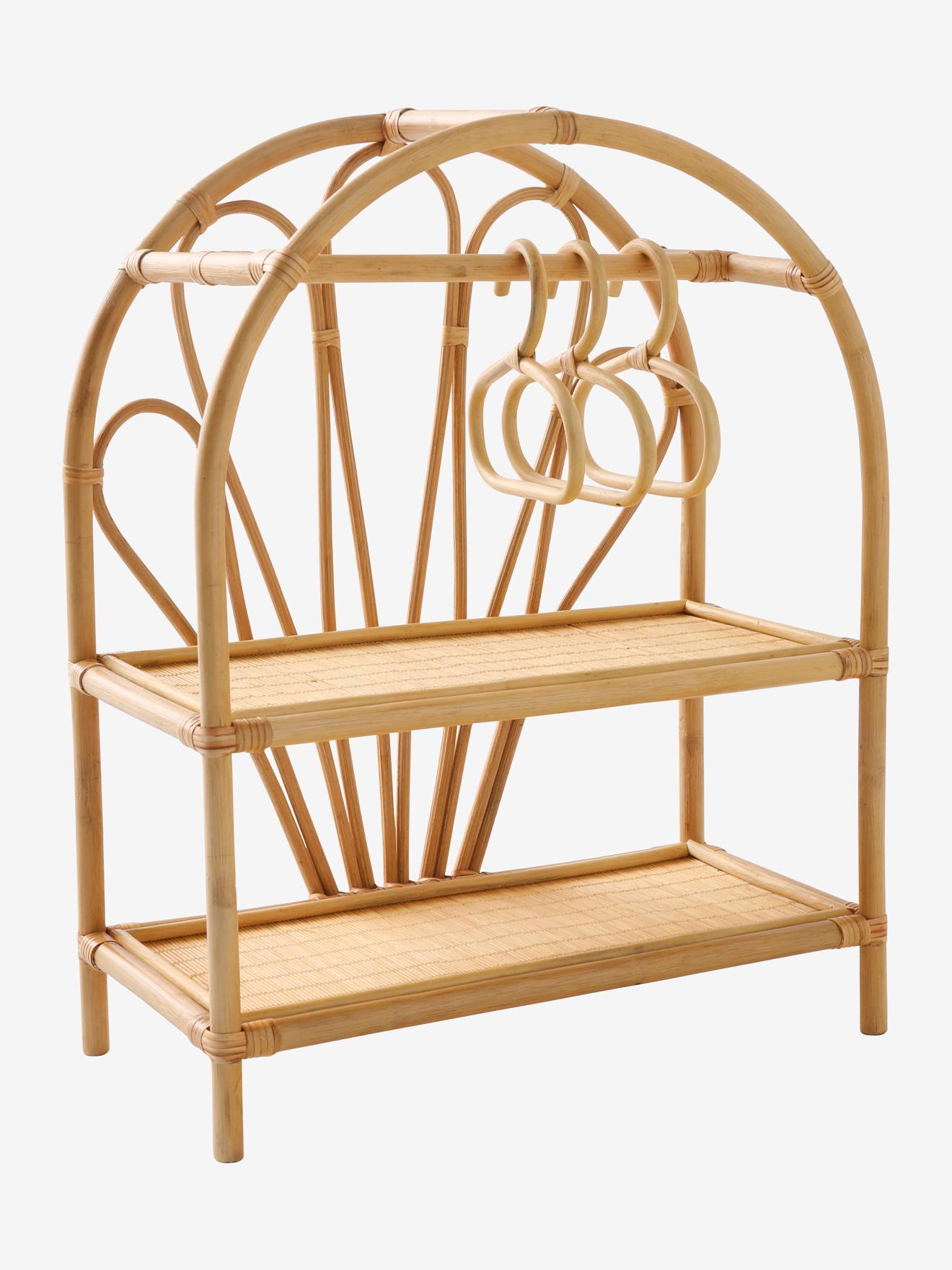 Guarda-roupa de boneca em rattan bege