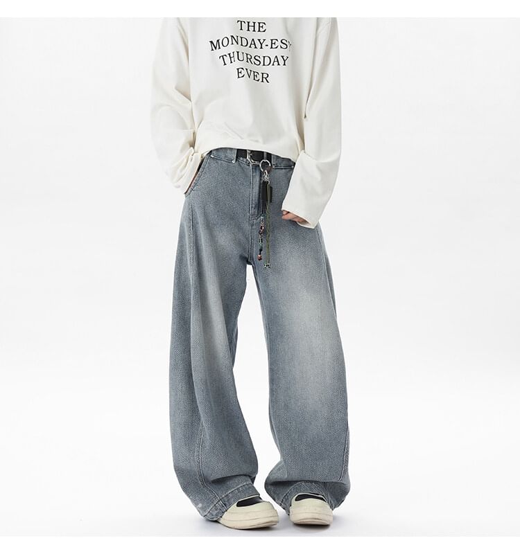 VEAZ - Mid Rise Washed Wide Leg Jeans