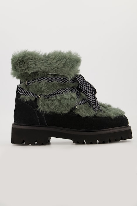 Lederboots, Veloursleder, Teddyfleece, Weite H