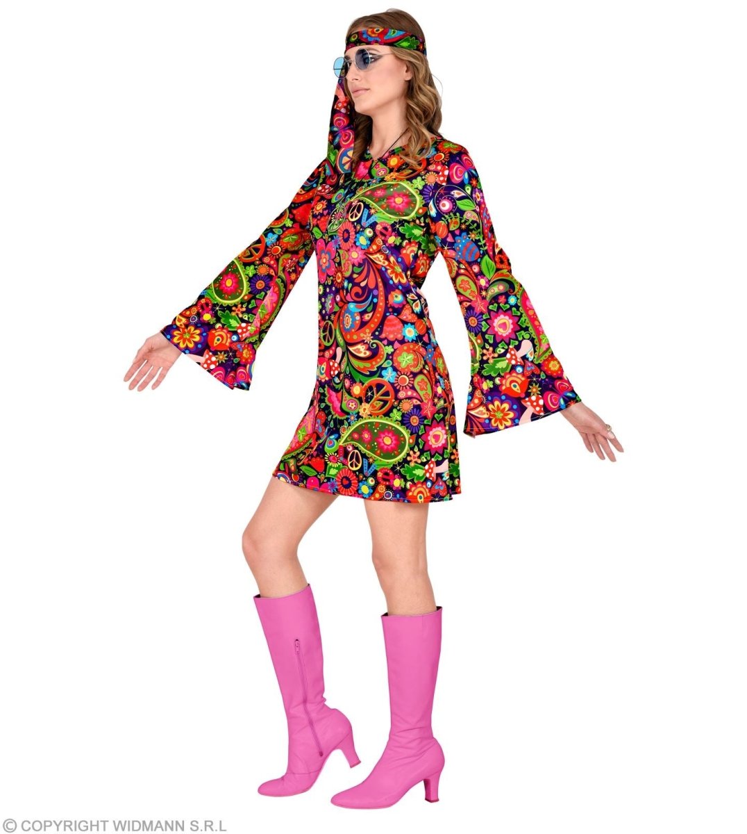 Hippie 60S Jurk Dames Bloemen