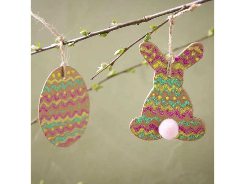 Creativ Company Bastelset Ei und Hase 1 Stück, Mehrfarbig Mini Kreativ Set für Kinder