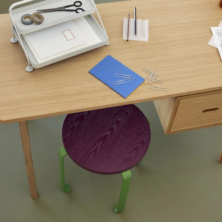 Hübsch Interior - Smile Hocker, Ø 46 cm, burgundy / grün