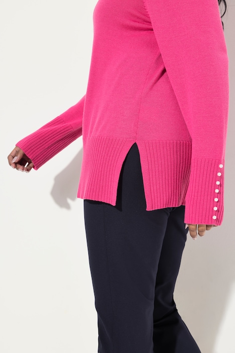 Pullover, Woll-Seidenmischung, Stehkragen, Zierperlen