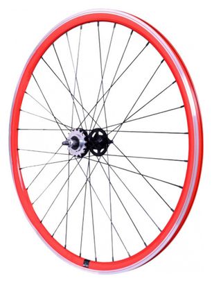 ROUE ROUTE - FIXIE - PISTE P2R 30mm ROUGE ARRIERE DOUBLE FILETAGE AVEC PIGNON 16DTS