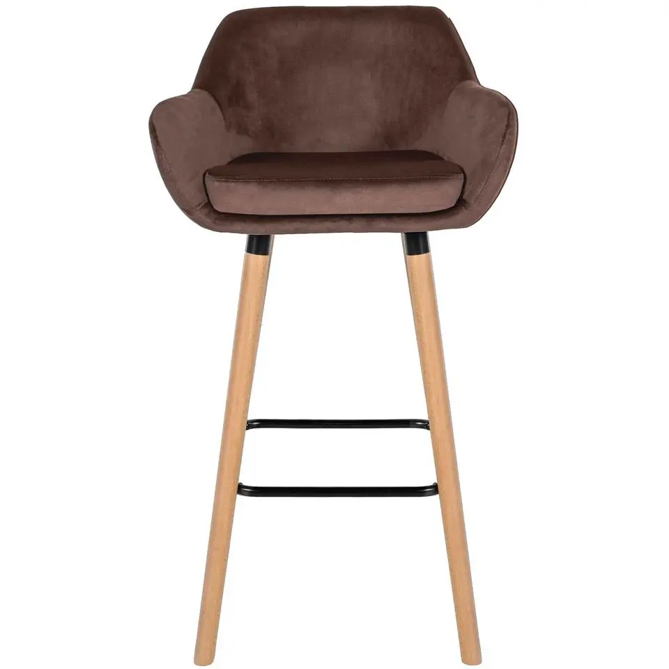 CLP Set van 2 Barkruk Grant natura Frame - Fluweel - koffie
