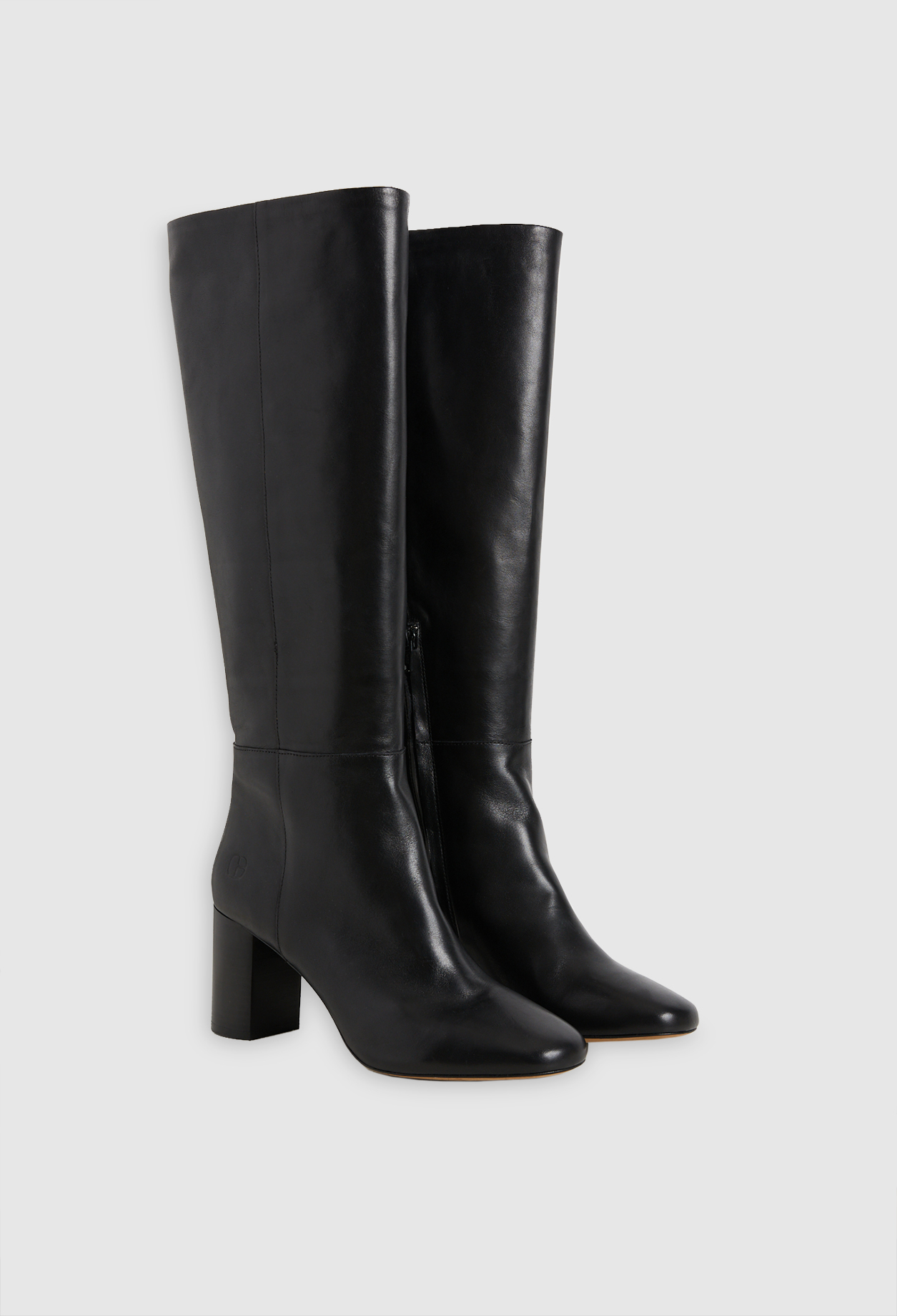 Bottes noires &agrave; talons cuir