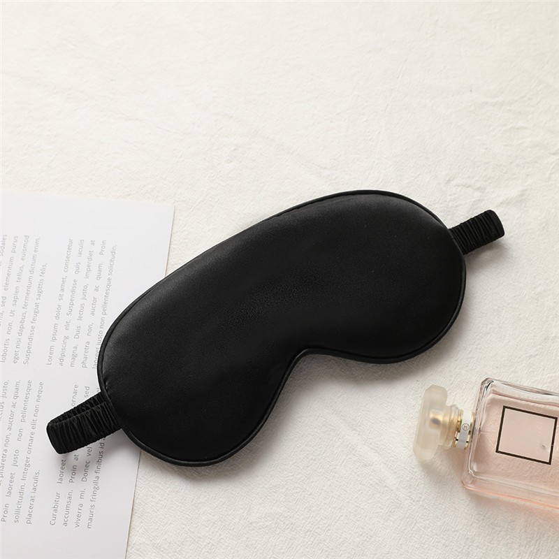 (Ø20cm) Elastische Augenmaske Satin Schlafmaske Licht Blockierende Nachtmaske Augenbinde - Schwarz