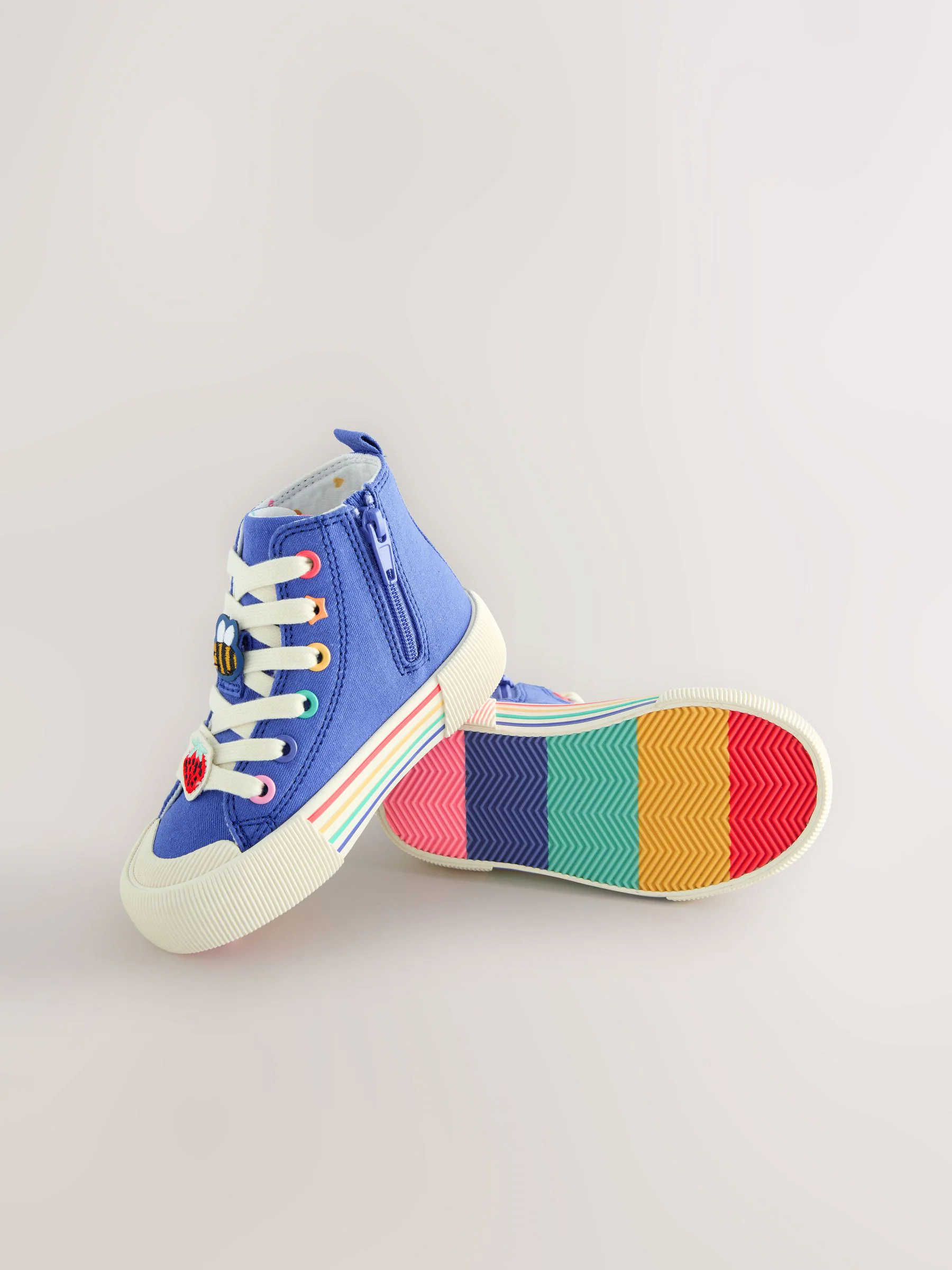 Blauw met figuurapplicatie - Hoge sneakers