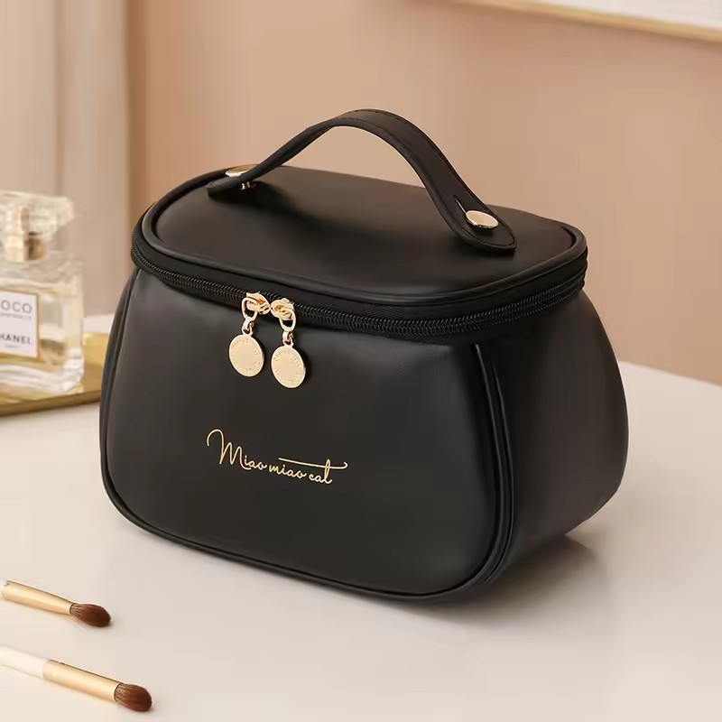 (19x12cm) Kosmetik Make Up Tasche Necessaire Organizer Bag mit Reissverschluss - Schwarz