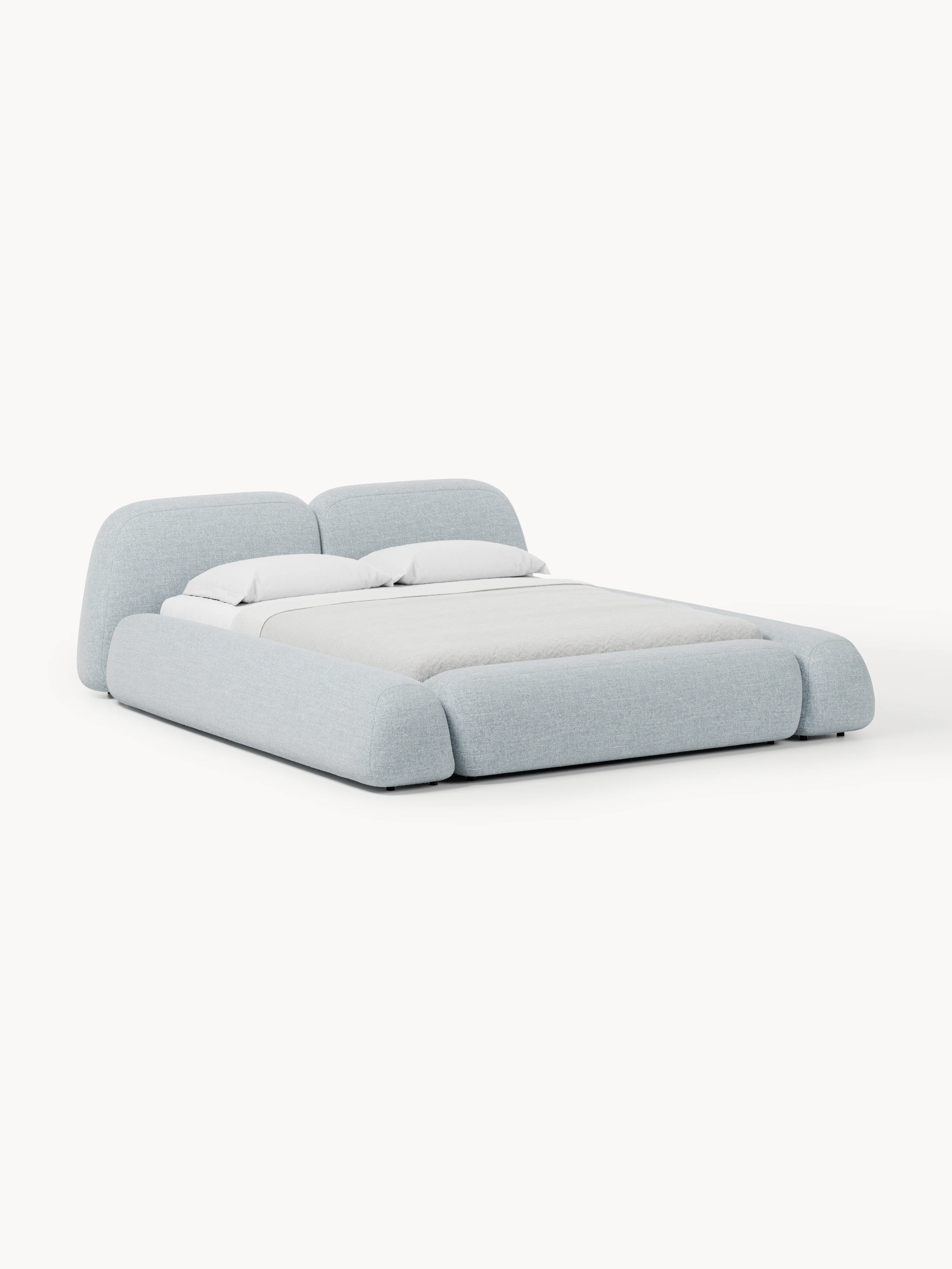 Bouclé gestoffeerd bed Wolke