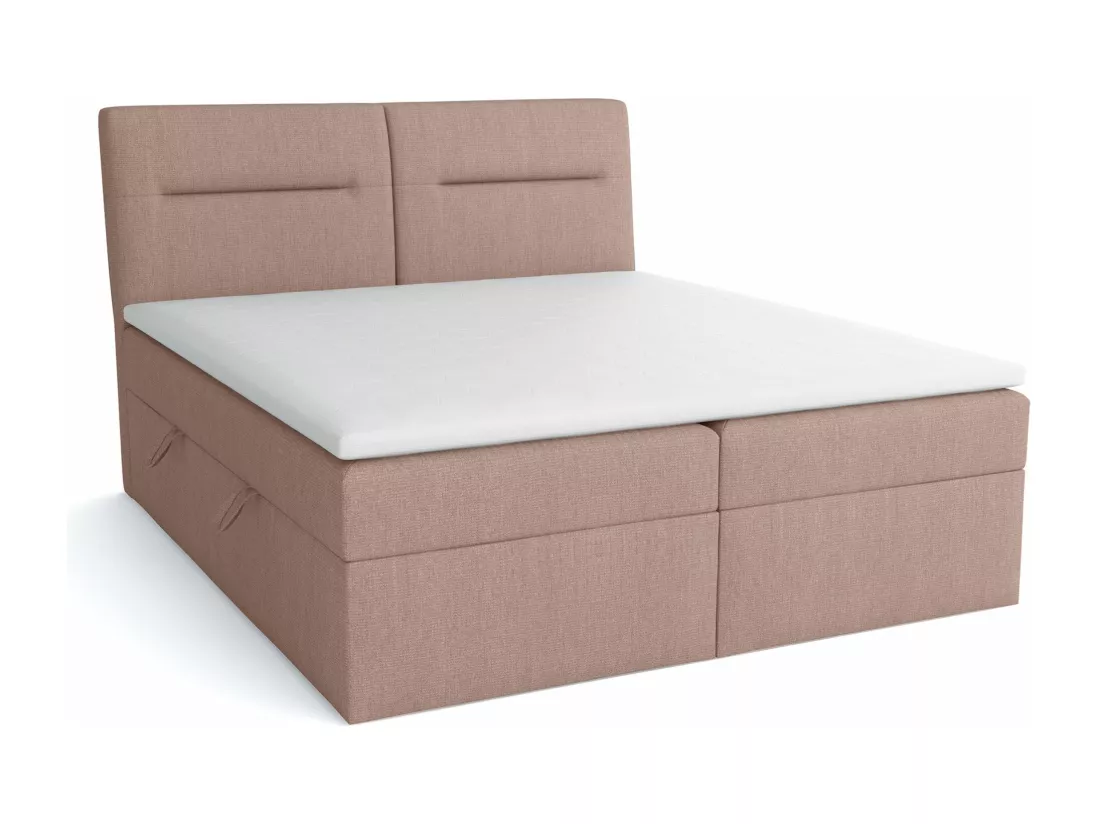 LE LIT BOXSPRING Moderno avec coffres de lit et surmatelas, en tissu Fancy 11 (beige-rose), 200x200 cm.