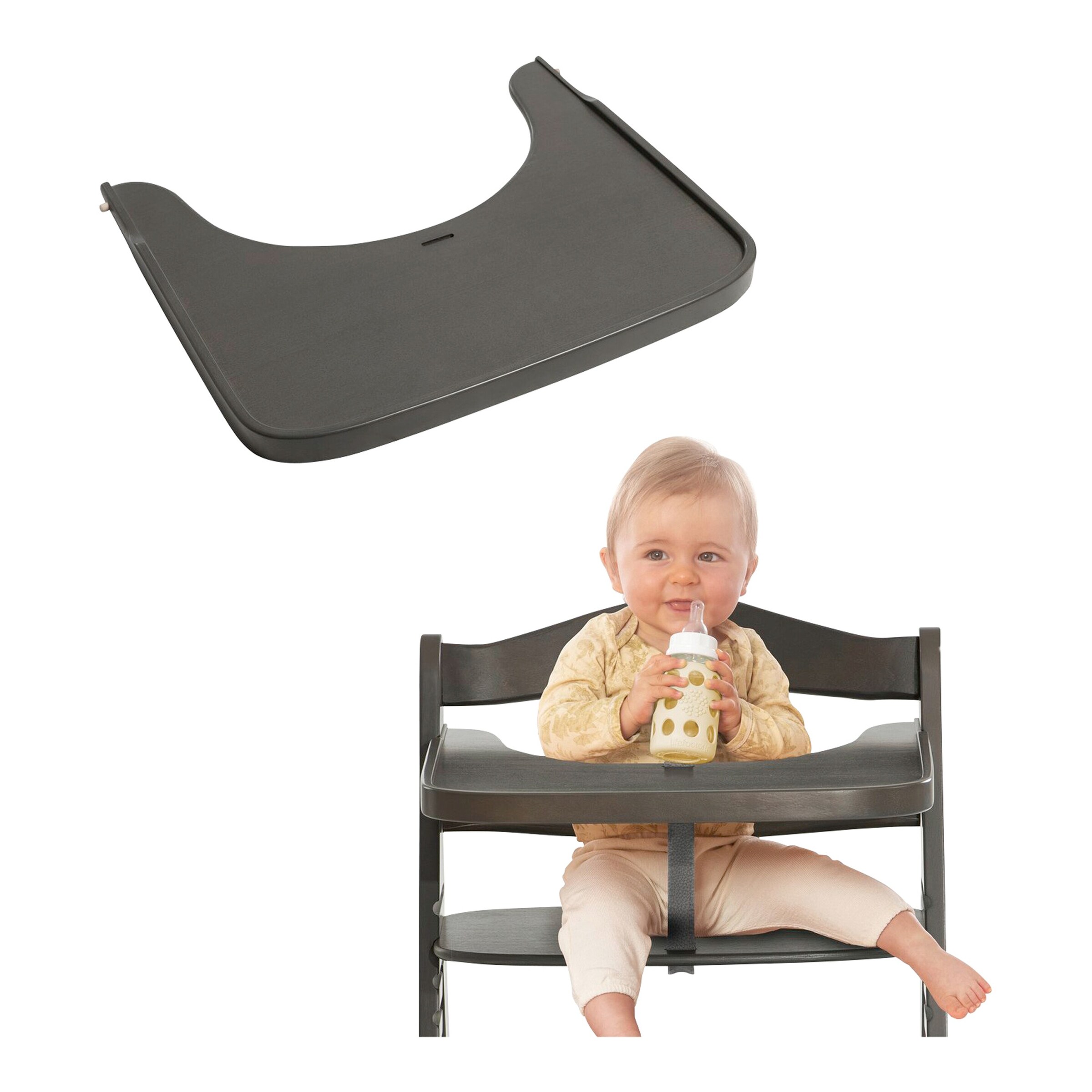 Hauck Hochstuhltisch Alpha Wooden Tray charcoal