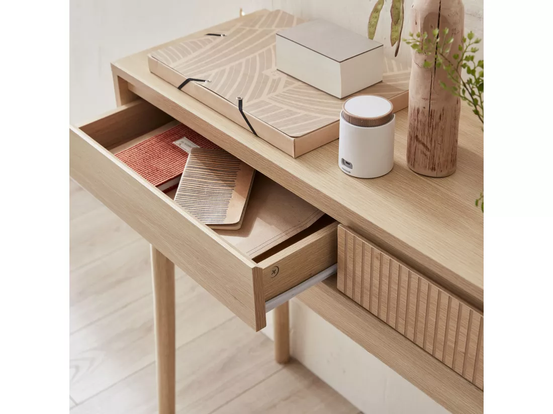 Console décor bois 2 tiroirs - Linear