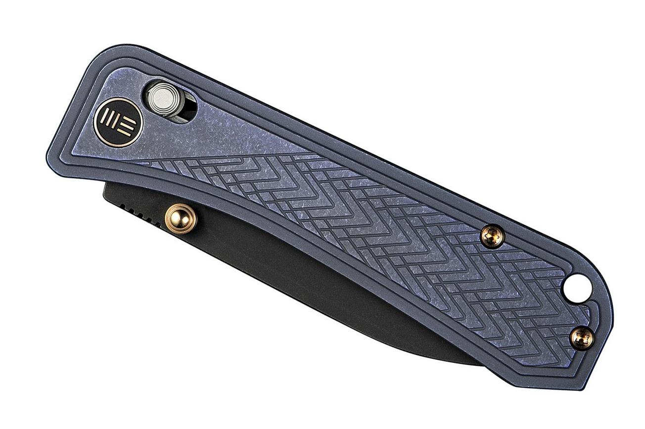 WE Knife Bougie Banter WE24009-1 Black Stonewashed, Blue Titanium, zakmes, Ben Petersen design