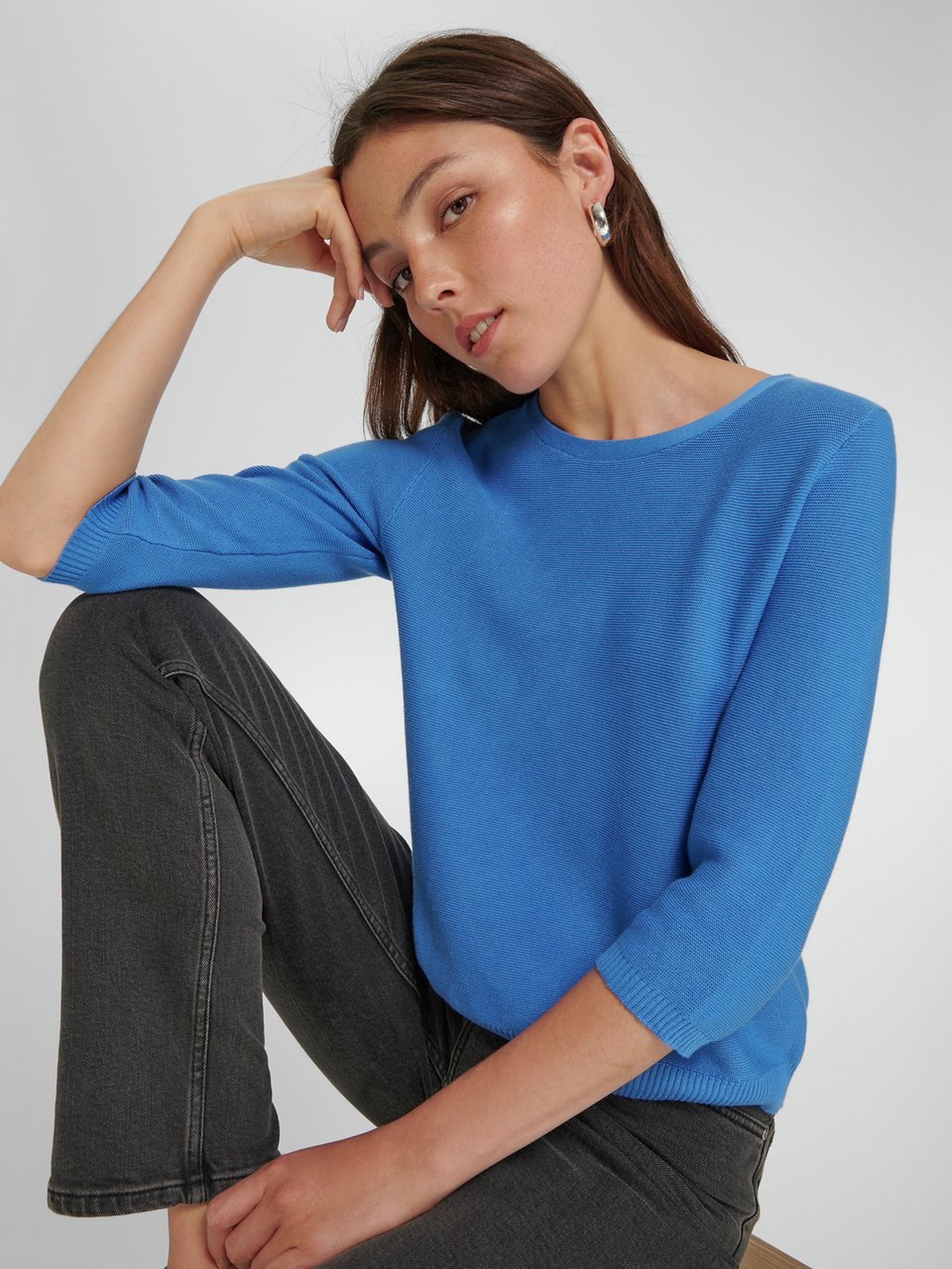 Rundhals-Pullover mit 3/4-Arm
