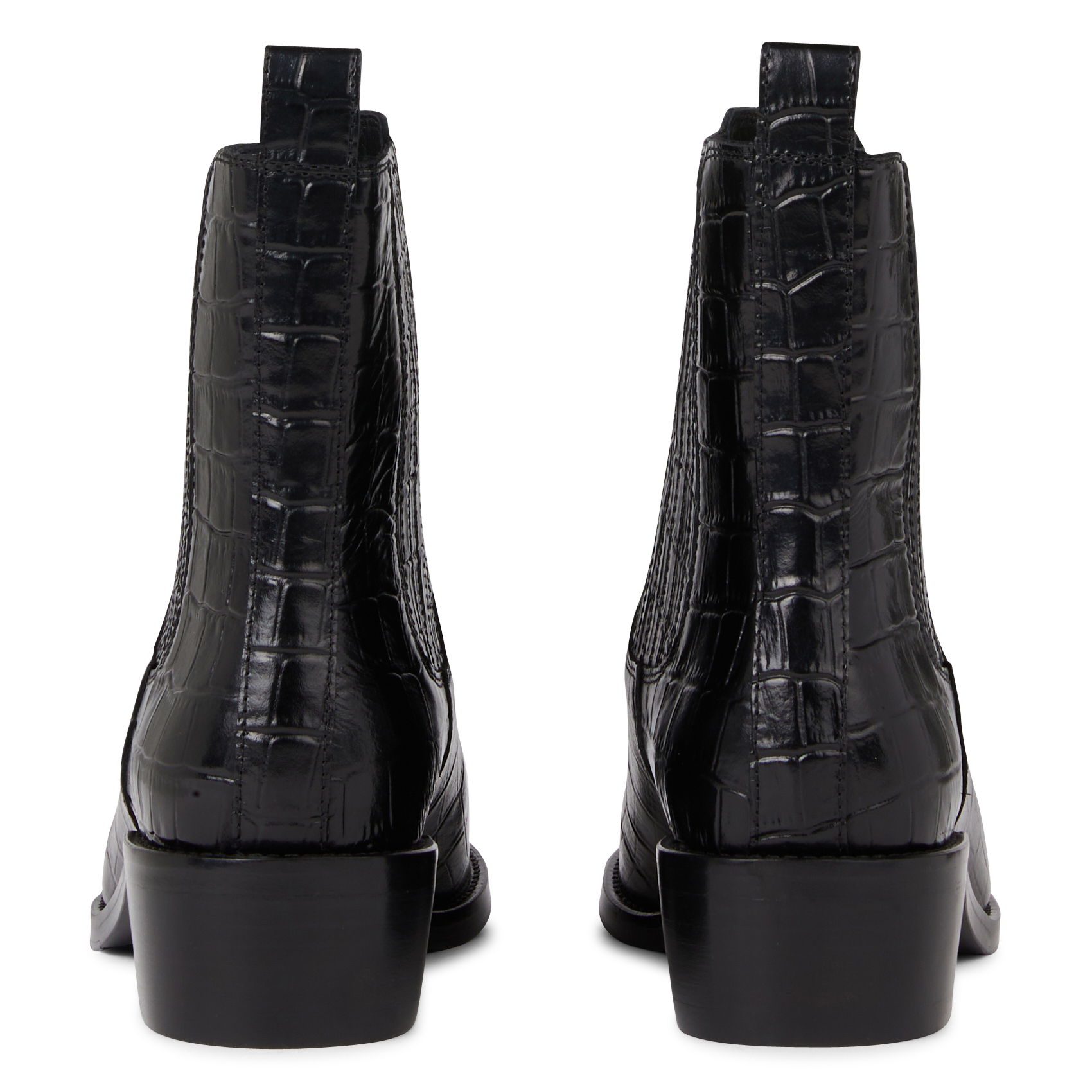 GEORGIA - Bottines en cuir embossé croco | Noir