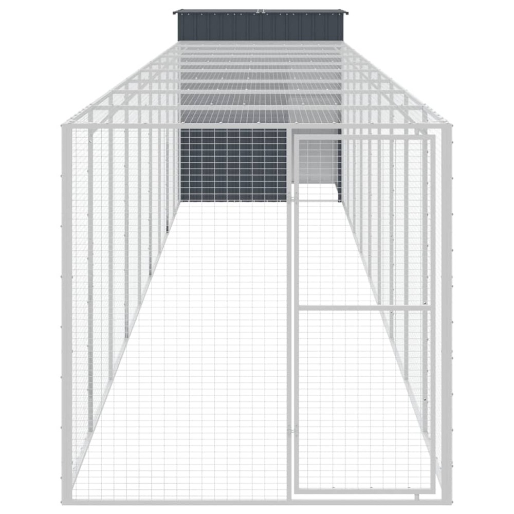 Poulailler avec cour anthracite 165x1067x181 cm acier galvanisé