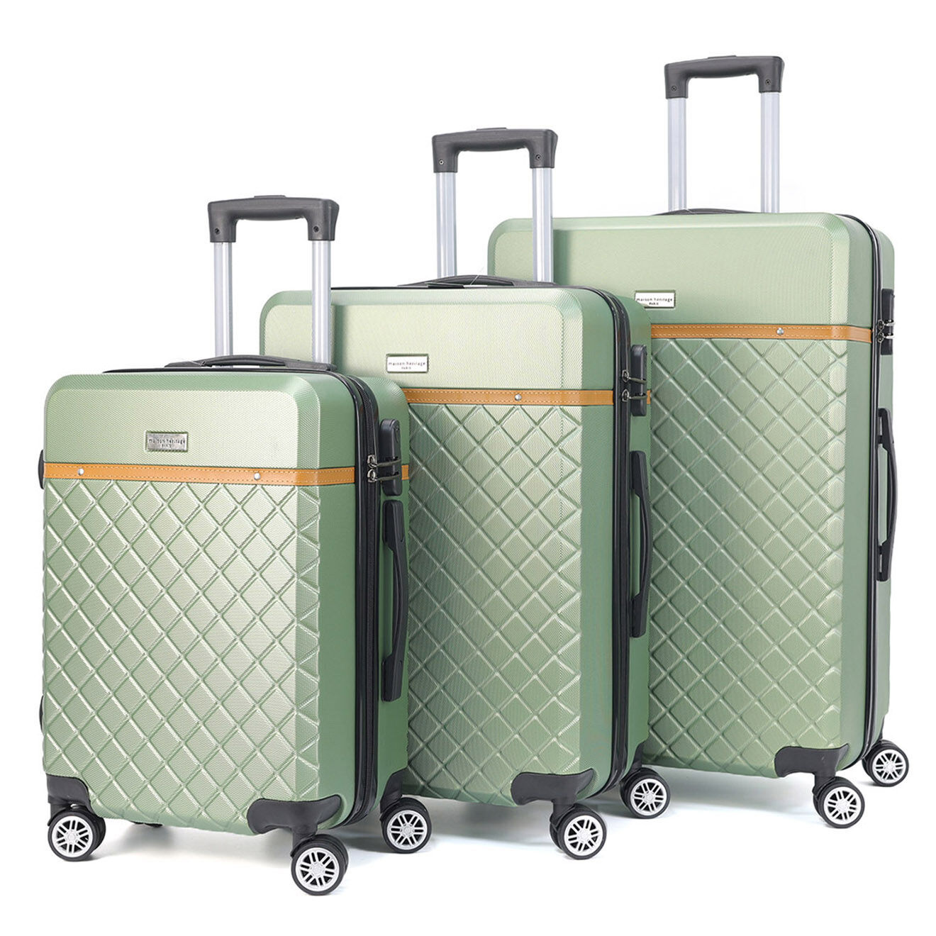 Maison Héritage 3 Valises 4 roues doubles Odeon 55/65/75 cm vert kaki