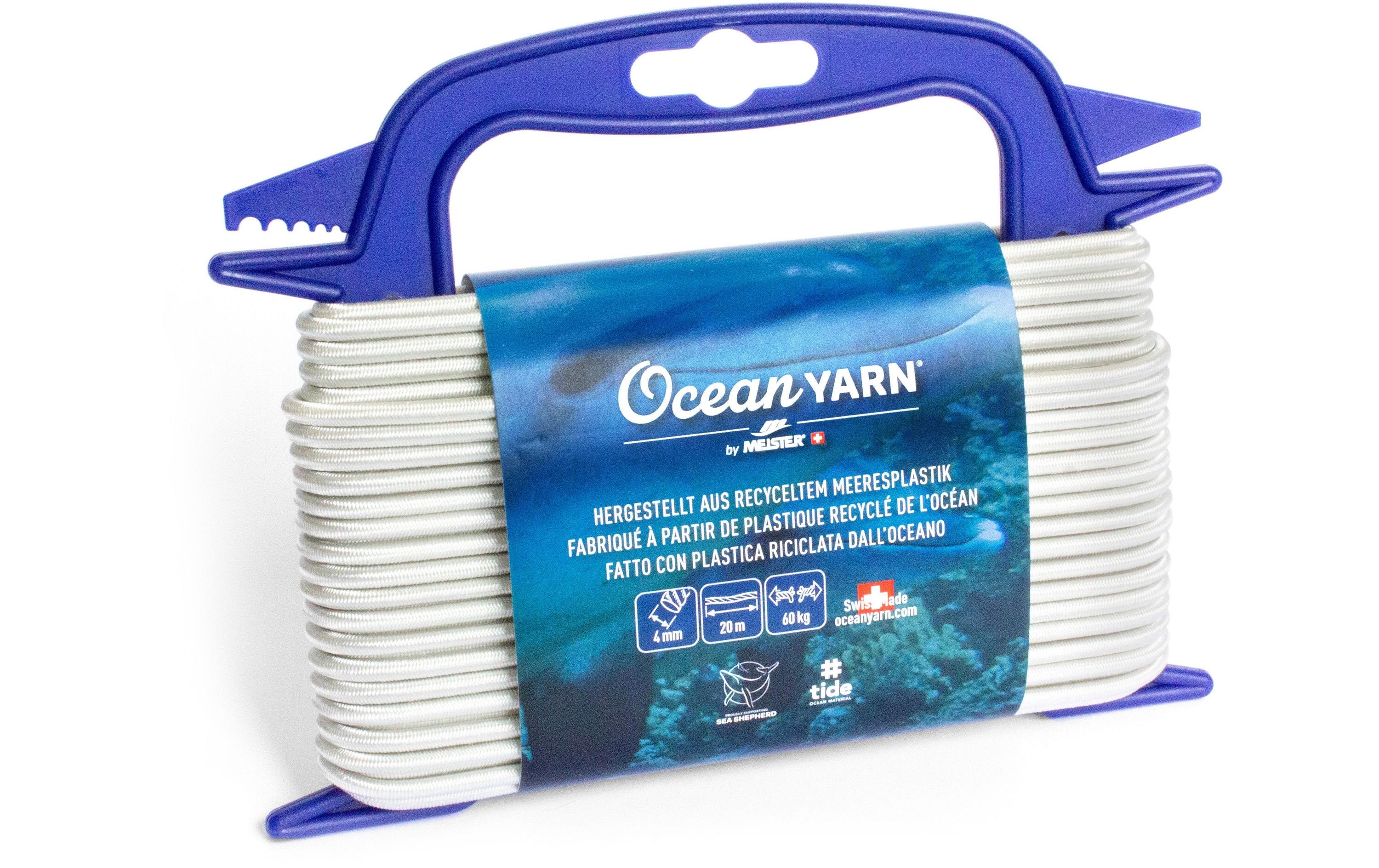 Seil OceanYarn Ø 4 mm, 20 m, 60 kg, Weiss, elastischElastisches Gummi-Spannseil aus recyceltem Kunststoff