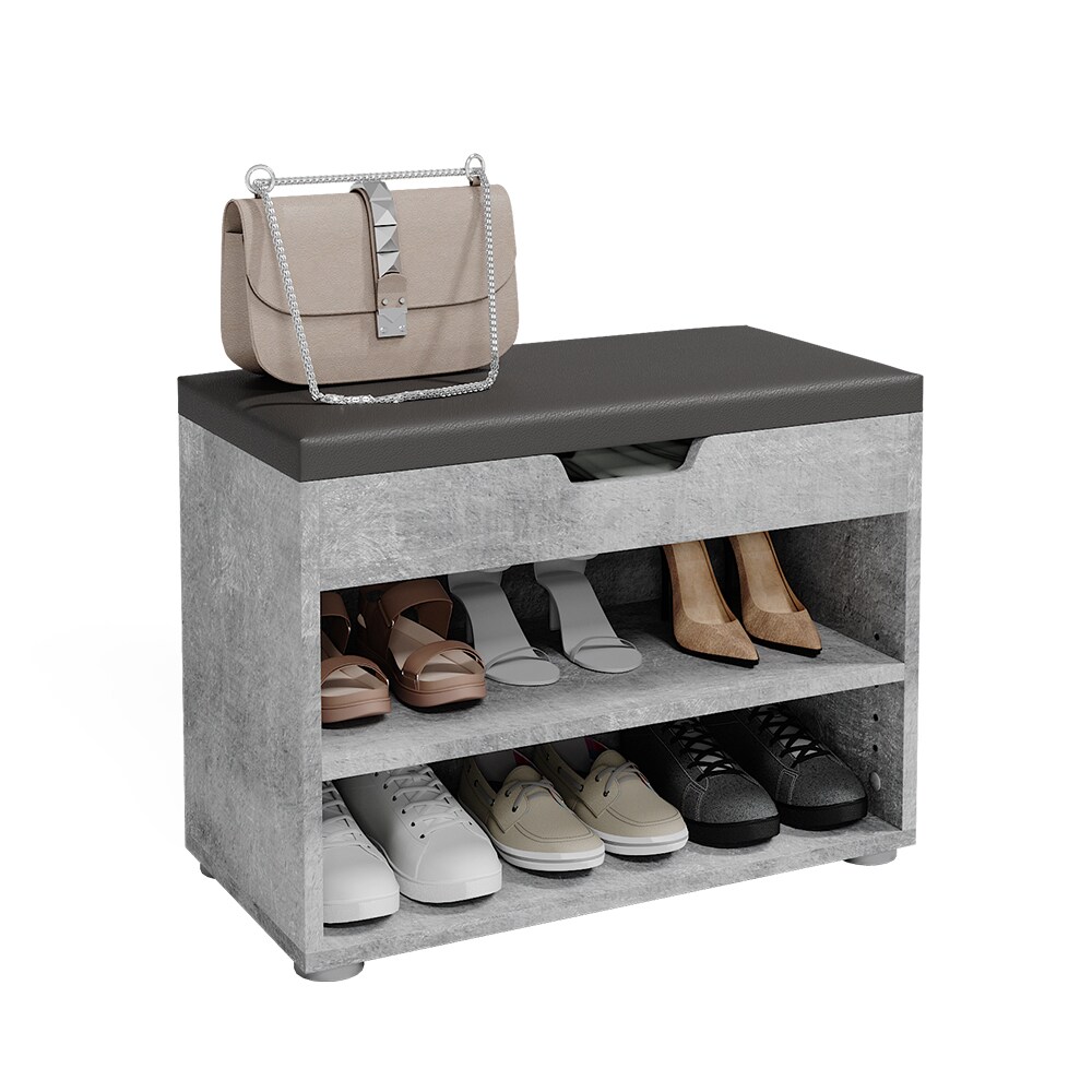 VICCO Schuhbank Schuhschrank Schuhablage Sitzbank Klappdeckel 6 Paar Beton
