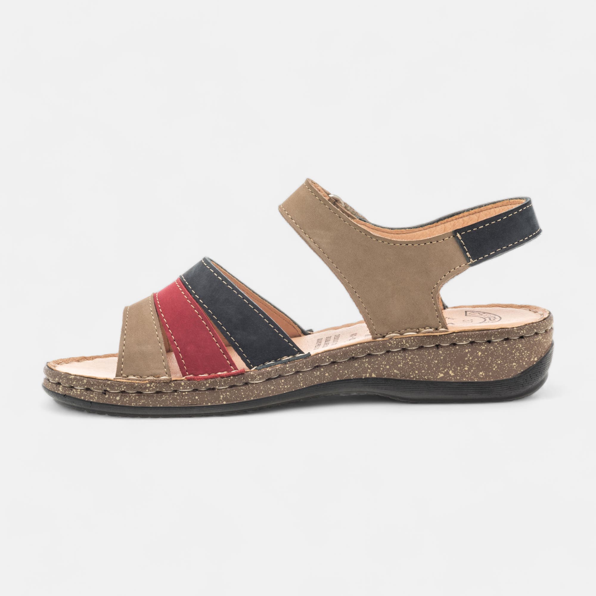 Nu-pieds confort Femme en cuir multicolore