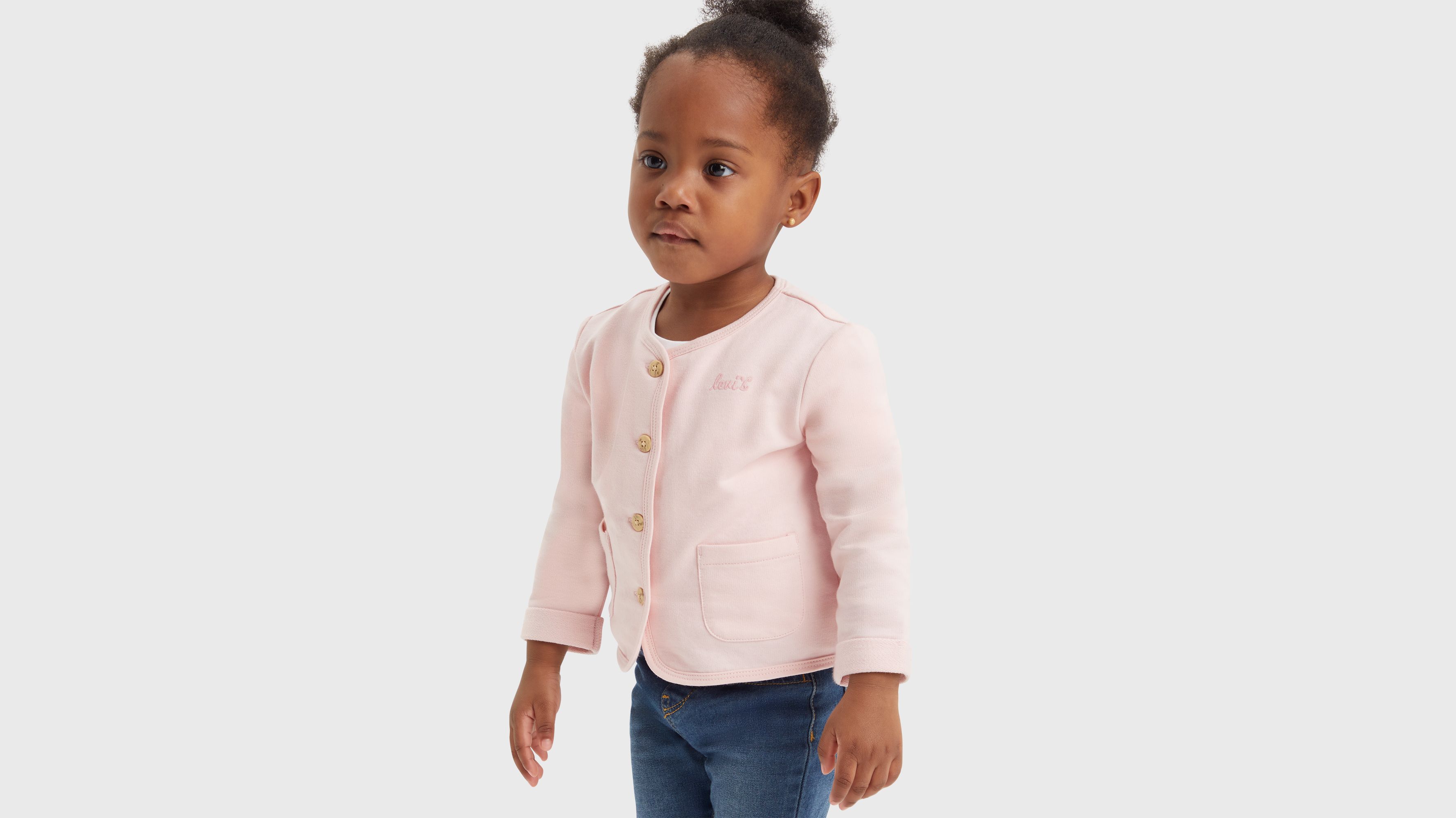 French Terry Cardigan - Chalk Pink - Rose