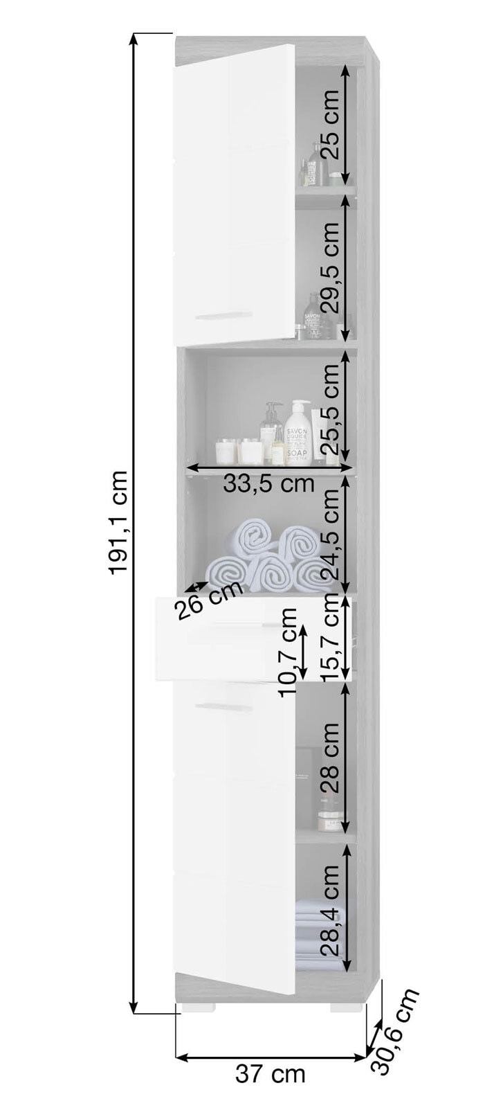 Hochschrank Scout 37x191x31cm