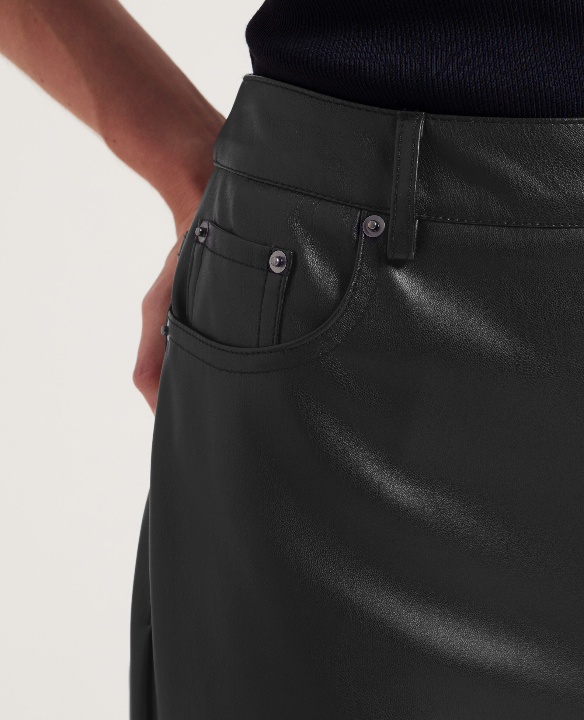 Pantalon droit en simili cuir SMALL - Noir