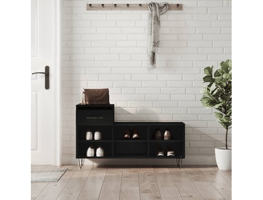 VIDAXL - Armoire à chaussures noir 102x36x60 cm bois d'ingénierie