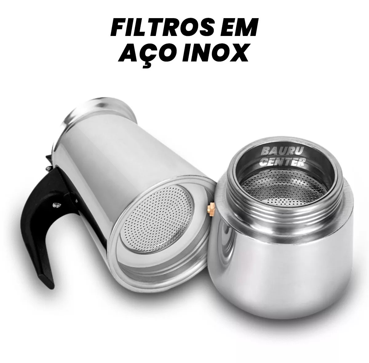 Cafeteira Italiana A&ccedil;o Inox 450ml 9 Xicaras Caf&eacute; Original