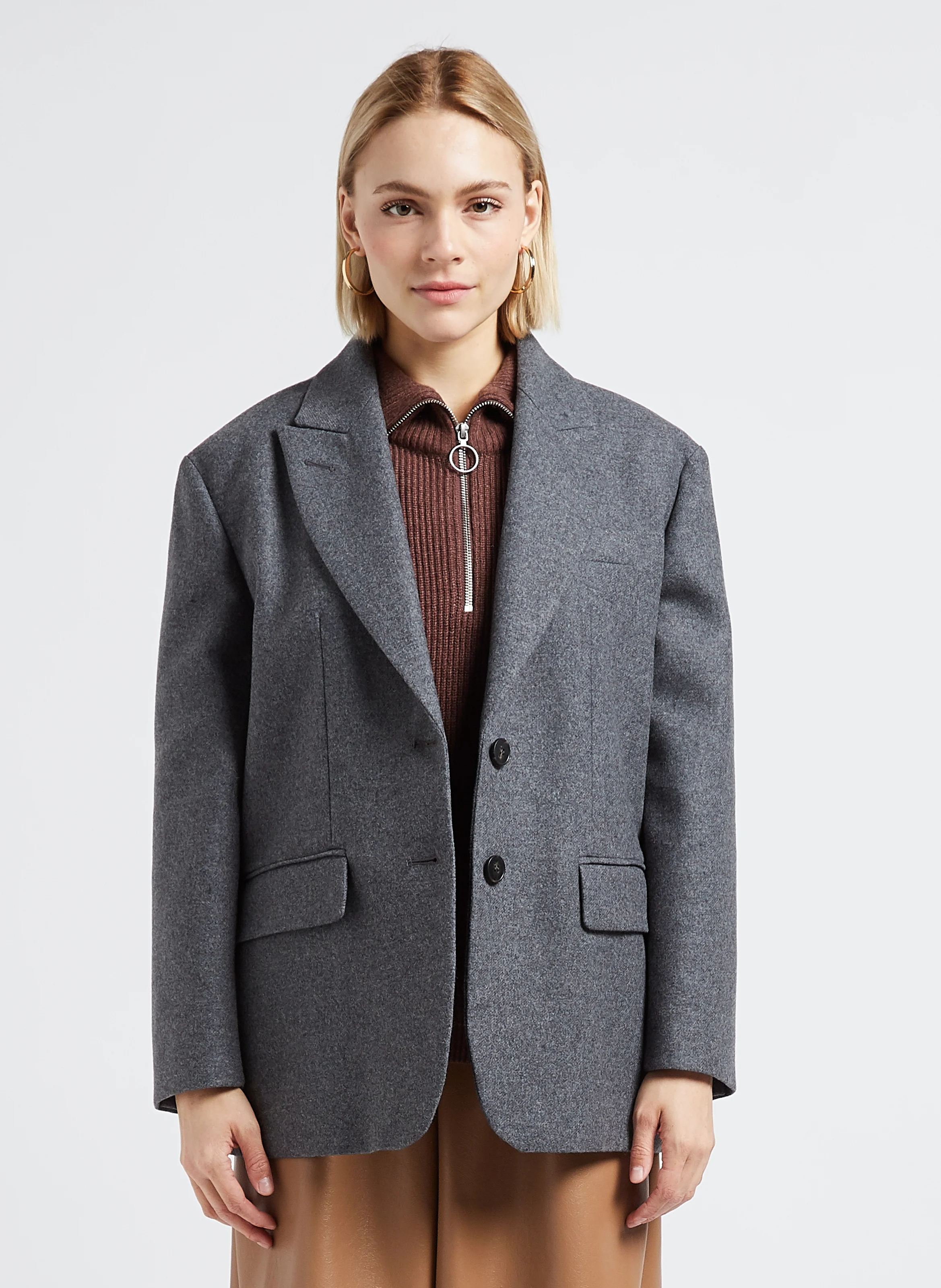 ADDURRE - Blazer en laine mélangée | Argent