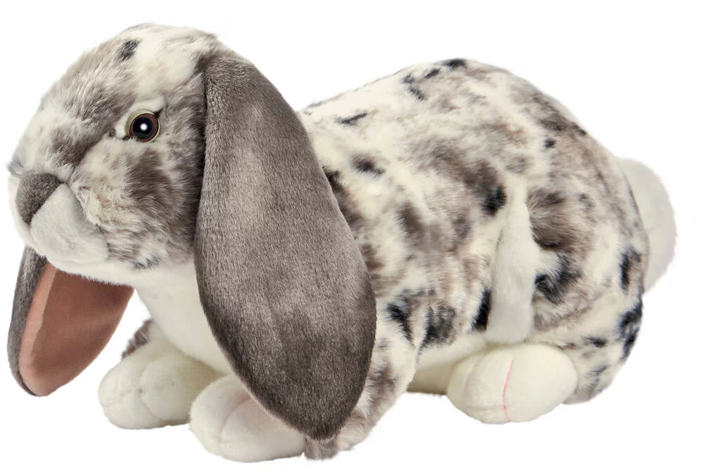 PELUCHE LAPIN BELIER COUCHE GRIS 50 CM