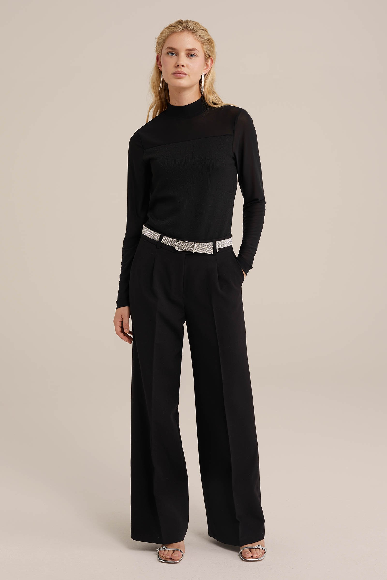 top met glittergaren WE Fashion Zwart