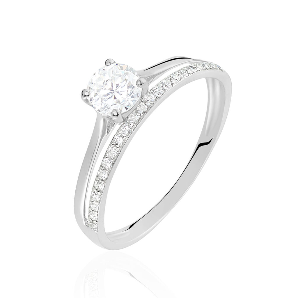 Bague Solitaire Anatoline Or Blanc Oxyde De Zirconium
