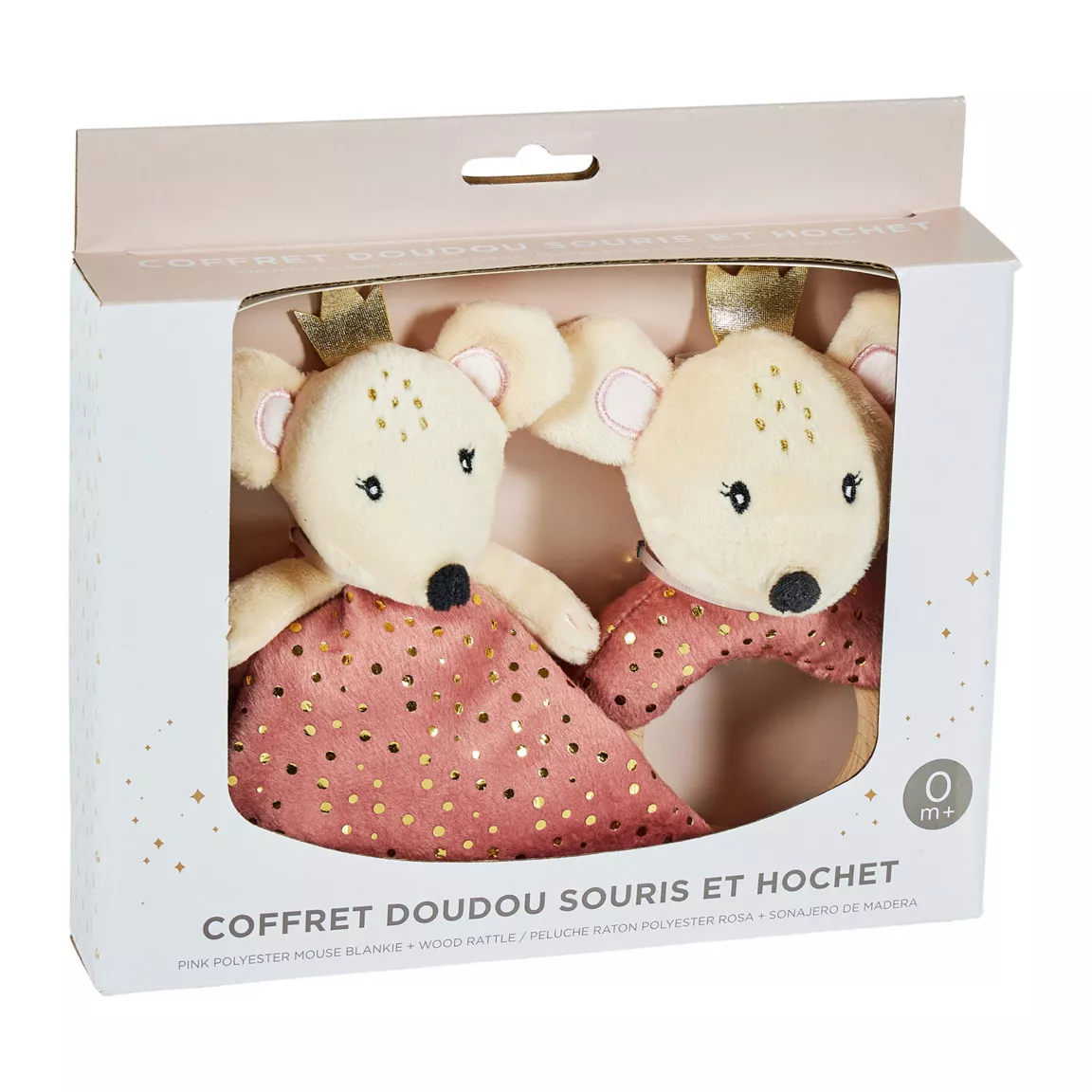 Doudou bébé (26 cm) Souris Rose