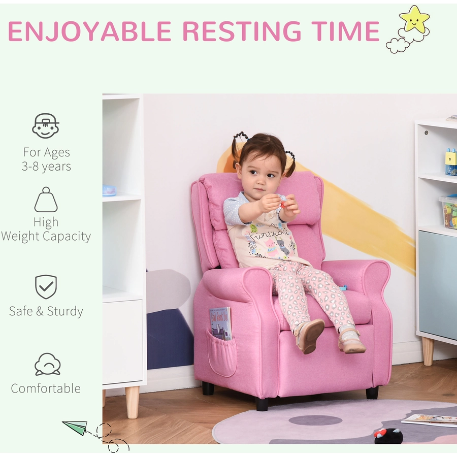 HOMCOM Kindersessel mit Liegefunktion rosa