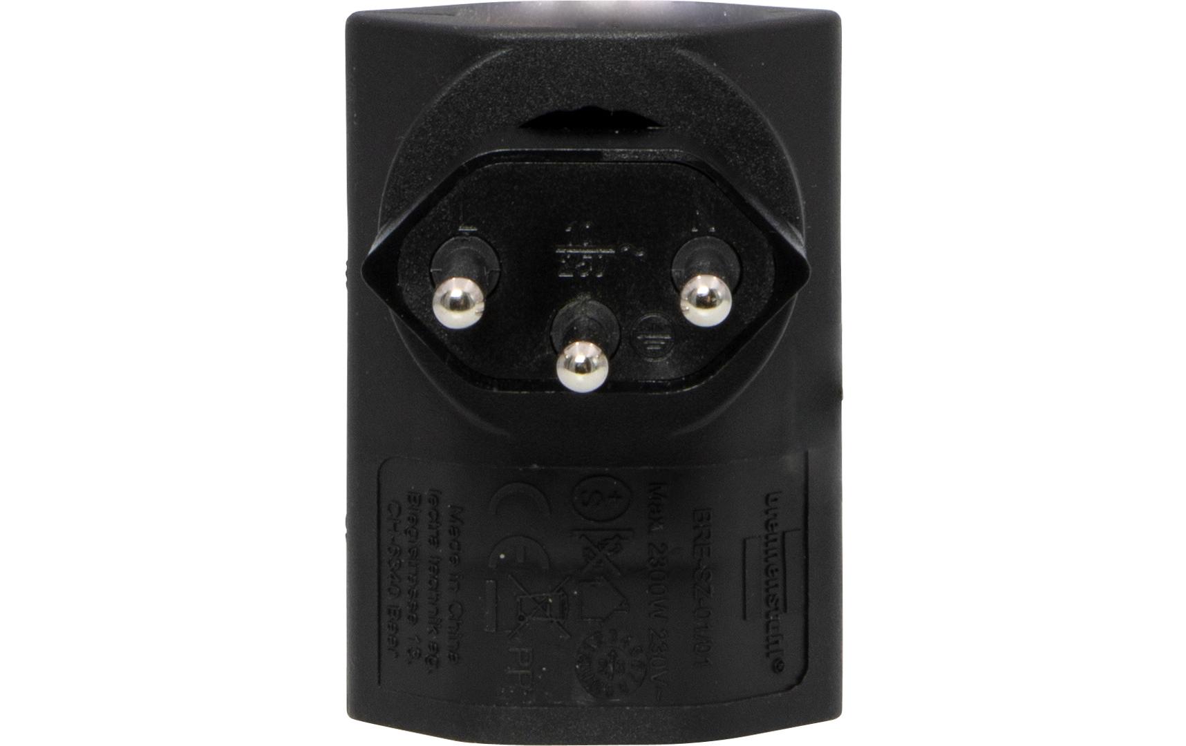 Flachstecker 1 x T13, 300° drehbar, flach, SchwarzStabiler, formschöner Winkeladapter aus hochbruchfestem Kunststoff