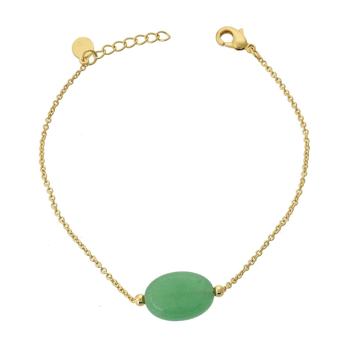 Bracelet aventurine pierre naturelle ovale Plaqué OR 750 3 microns