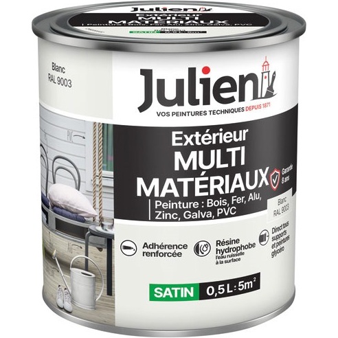 Peinture 0,5 L Extérieur Multi-matériaux - Blanc RAL9003