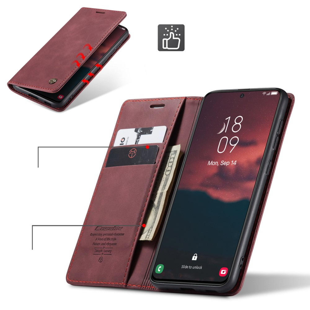 Samsung Galaxy S23 5G Leder Tasche Flip Wallet Etui mit Kartenfächern - Rot