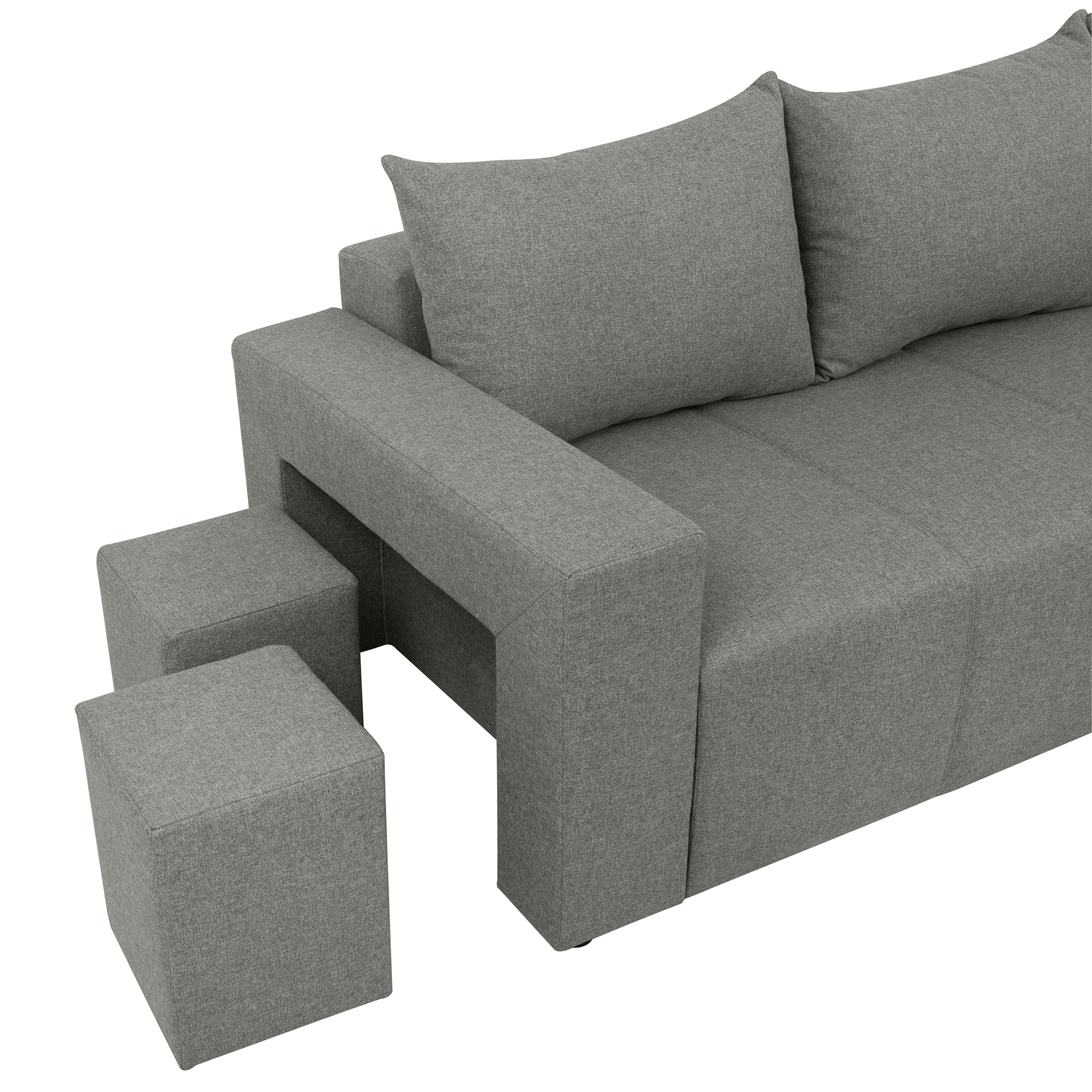 Ecksofa - grey - Liegefunktion und Staukasten